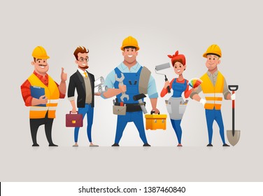 Vector Set of 5 Construction Professionals.