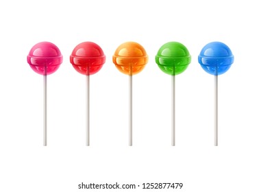 Vector Set of 5 Yummy Lollipops.