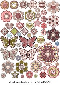 Vector Set of 50 buttons, design elements