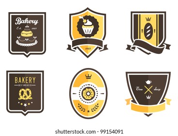 Vector set of 6 bakery food emblems