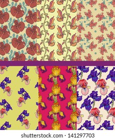 vector set 6 flower ornaments