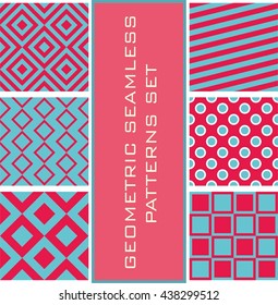 Vector set: 6 geometric patterns. Can be used for wallpaper, web page background, as fabric pattern. EPS 10.