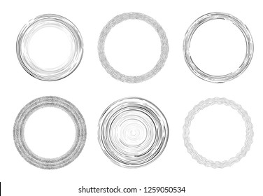 Vector set of 6 Irregular sketched circles