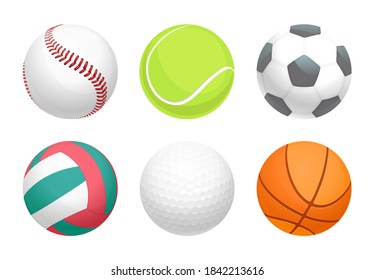 Vector set of 6 sport balls.