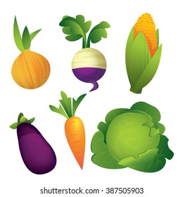 vector set of 6 vegetables