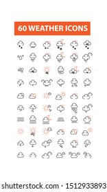 Vector set of 60 weather icons
