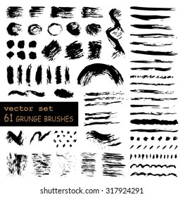 vector set of 61 hand-drawn grunge brushes. EPS