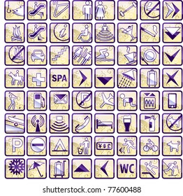 Vector set of 64 hotel icons