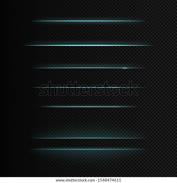 Vector set of 7 different light lines. Blue brights\
borders isolated on the transparent background. It can be used as a\
decorative element in a game, card design and your own projects.\
EPS 10 file.