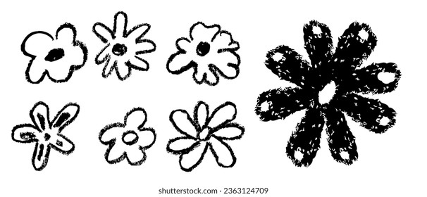 vector set 7 hand draw sketch flower 
