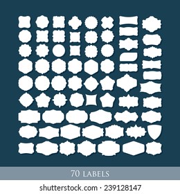 vector set of 70 retro label shapes for design