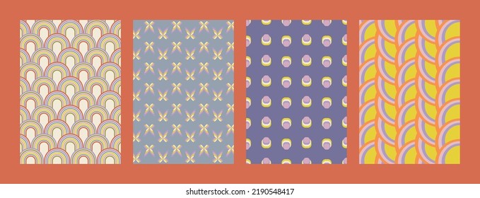 Vector set of 70s backgrounds. collection of the 60s and the 70s wallpaper inspired posters.