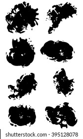 Vector set of 8 different grunge brush strokes.