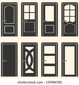 vector set of 8 door icons