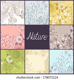 conjunto vetorial de 8 fundos florais
