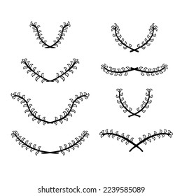 vector set 8 hand draw sketch flower and leaf border
