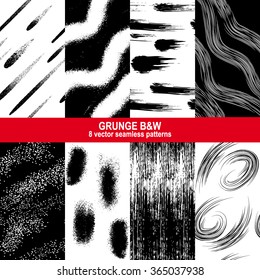 Vector set of 8 seamless grunge spots patterns