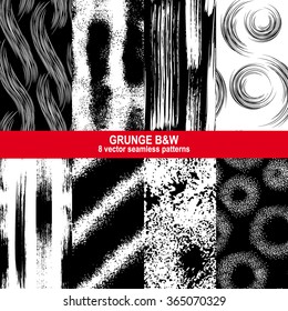 Vector set of 8 seamless grunge spots patterns