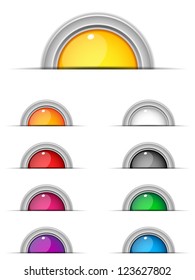 Vector - Set of 9 Colorful Glossy Buttons