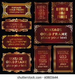 vector set: 9 vintage style gold border