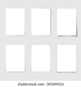 Vector set of A4 papers with shadows.
