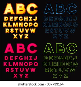 vector set ABC alphabet fonts  isolated on black background