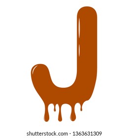 Vector set. Abc - festive alphabet. Chocolate splash. Holiday decoration element. Modern design. Chocolate letter - J.