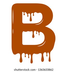 Vector set. Abc - festive alphabet. Chocolate splash. Holiday decoration element. Modern design. Chocolate letter - B.