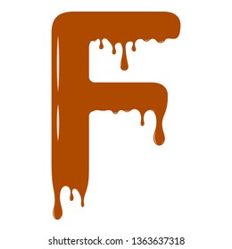 Vector set. Abc - festive alphabet. Chocolate splash. Holiday decoration element. Modern design. Chocolate letter - F.