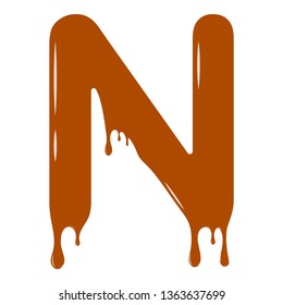 Vector set. Abc - festive alphabet. Chocolate splash. Holiday decoration element. Modern design. Chocolate letter - N.