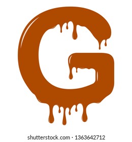 Vector set. Abc - festive alphabet. Chocolate splash. Holiday decoration element. Modern design. Chocolate letter - G.