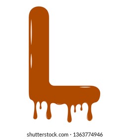 Vector set. Abc - festive alphabet. Chocolate splash. Holiday decoration element. Modern design. Chocolate letter - L.