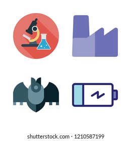  vector set about battery, bat, factory and science icons set.