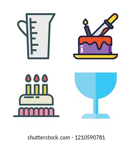  vector set about birthday cake, cup and cake icons set.