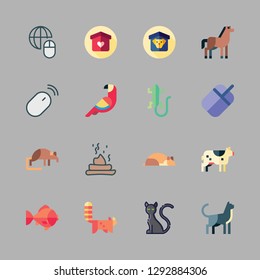  vector set about black cat, goldfish, cat and shelter icons set.