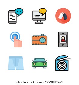   vector set about car, smartphone, underwear and supermarket icons set.