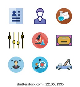  vector set about certificate, science, user and crane icons set.