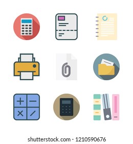  vector set about document, printer, calculator and file icons set.