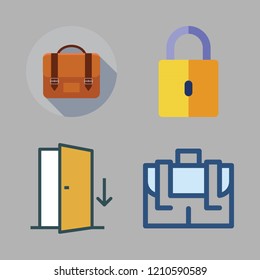  vector set about door, briefcase and padlock icons set.