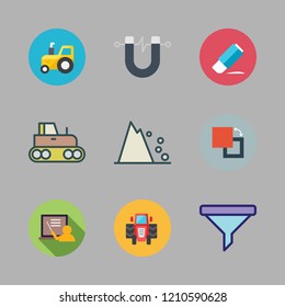   vector set about filter, tractor, eraser and blackboard icons set.