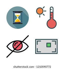 vector set about focus, blind, hourglass and temperature icons set.