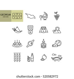 Vector set about Georgian culture