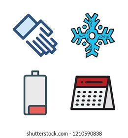   vector set about hand, battery, snowflake and calendar icons set.