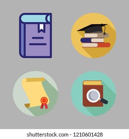   vector set about library, diploma and book icons set.