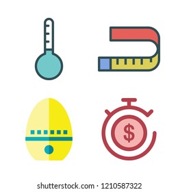  vector set about measuring tape, timer and thermometer icons set.