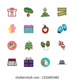  vector set about mittens, christmas tree, gold ingots and mitten icons set.