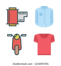  vector set about negative, shirt and scooter icons set.