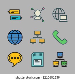   vector set about networking, memory card, chat and telephone icons set.