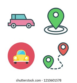  vector set about placeholder, car and route icons set.