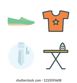  vector set about shoe, shirt, iron board and uniform icons set.